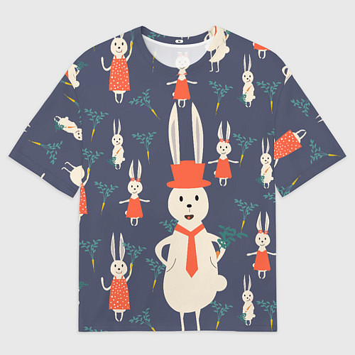Мужская футболка оверсайз Семья крольчат / 3D-принт – фото 1