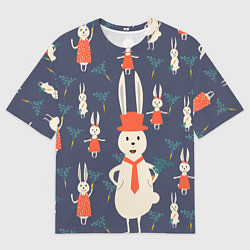 Мужская футболка оверсайз Семья крольчат