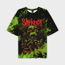 Футболка оверсайз мужская Slipknot green череп, цвет: 3D-принт