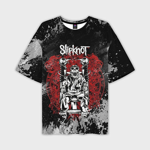 Мужская футболка оверсайз Slipknot скелет / 3D-принт – фото 1