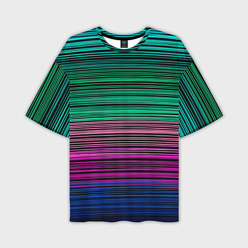 Мужская футболка оверсайз Разноцветные неоновые шелковые нити / 3D-принт – фото 1
