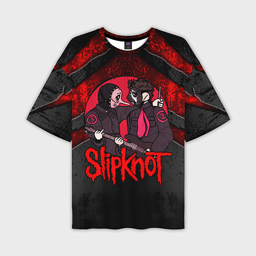 Мужская футболка оверсайз Slipknot black and red / 3D-принт – фото 1