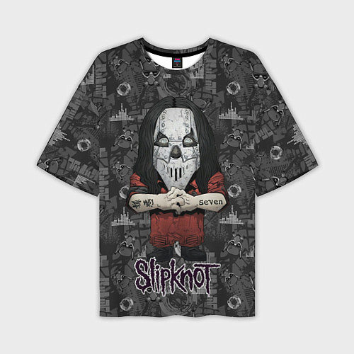 Мужская футболка оверсайз Slipknot серый абстрактный фон / 3D-принт – фото 1