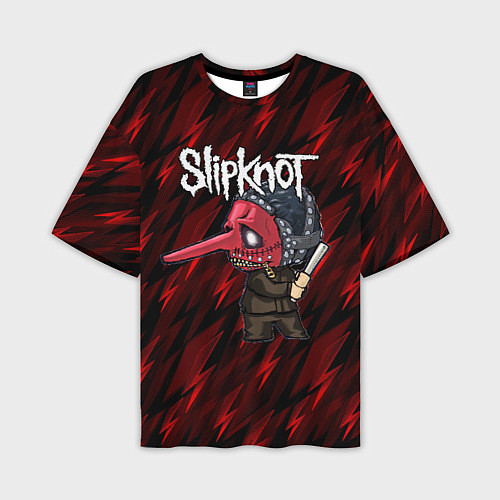 Мужская футболка оверсайз Slipknot красные молнии / 3D-принт – фото 1
