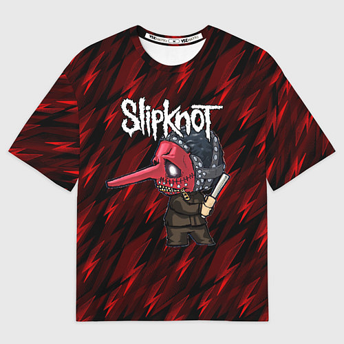 Мужская футболка оверсайз Slipknot красные молнии / 3D-принт – фото 1