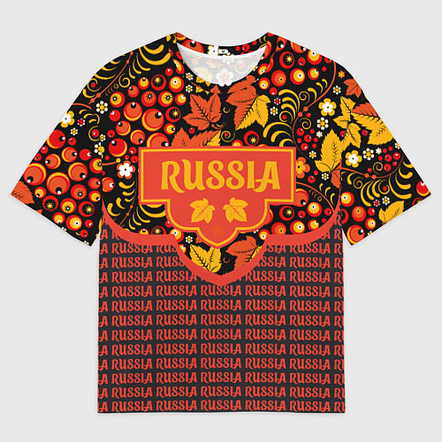 Мужская футболка оверсайз Хохломская роспись - символы России / 3D-принт – фото 1