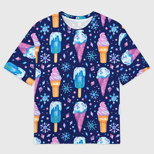 Мужская футболка оверсайз Новогоднее мороженое / 3D-принт – фото 1