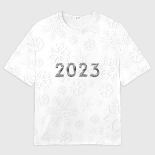 Мужская футболка оверсайз Новогодние снежинки 2023 / 3D-принт – фото 1