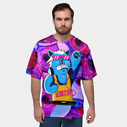 Футболка оверсайз мужская DJ Scratchy in pink glasses, цвет: 3D-принт — фото 2