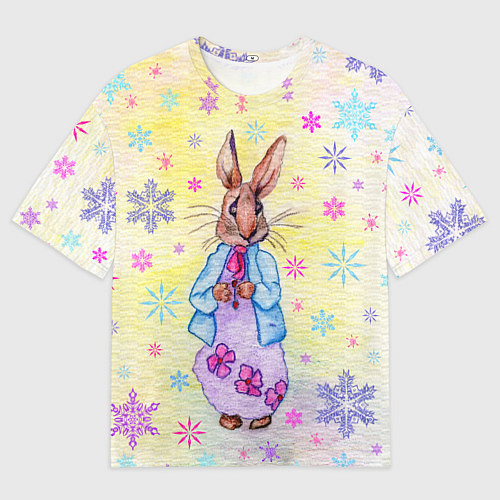 Мужская футболка оверсайз Винтажный кролик / 3D-принт – фото 1