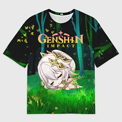 Мужская футболка оверсайз Нахида прилегла в лесу