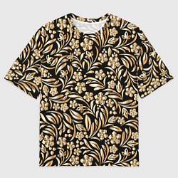Мужская футболка оверсайз Золотые узоры - цветы