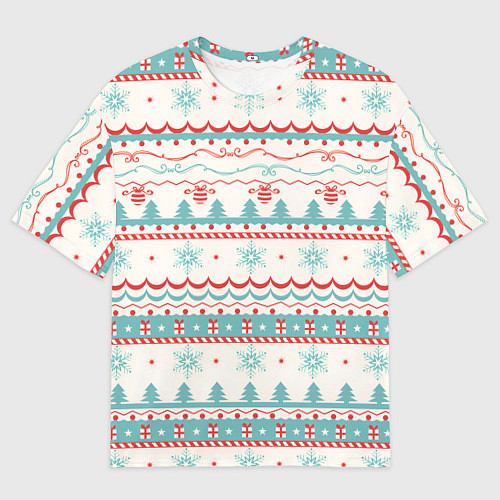 Мужская футболка оверсайз Новогодний свитер, но без оленей / 3D-принт – фото 1