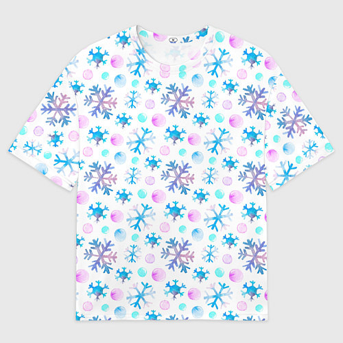 Мужская футболка оверсайз Снежинки - новый год / 3D-принт – фото 1