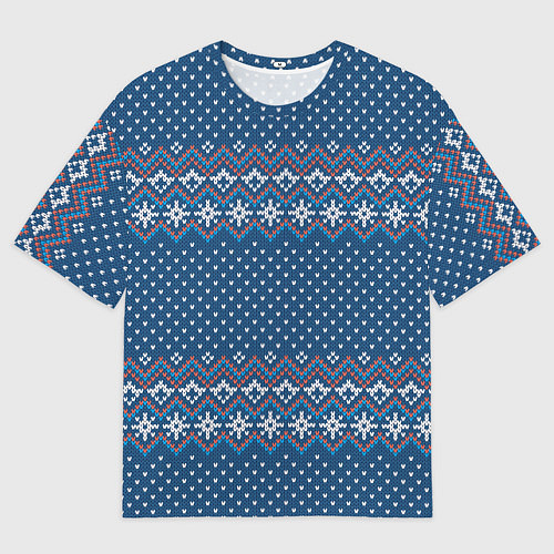 Мужская футболка оверсайз Вязанный стиль - классика / 3D-принт – фото 1