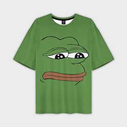 Мужская футболка оверсайз Лягушонок Pepe грустит
