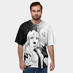 Футболка оверсайз мужская Пауэр - Брызги - Человек-бензопила, цвет: 3D-принт — фото 2