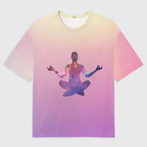 Мужская футболка оверсайз Поза лотоса в йоге / 3D-принт – фото 1