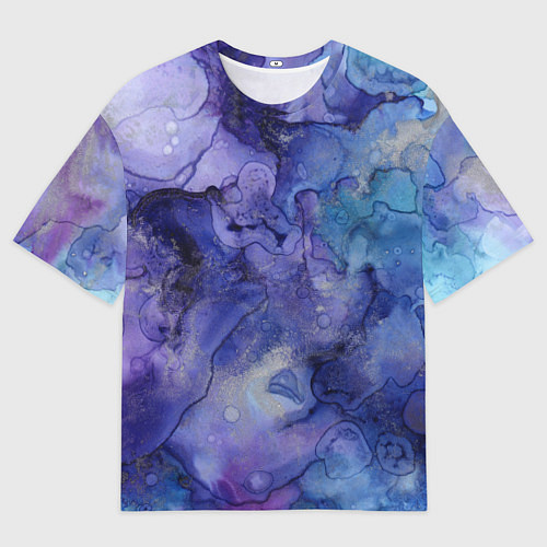 Мужская футболка оверсайз Акварельная абстракция в синих тонах / 3D-принт – фото 1