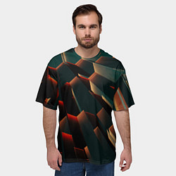 Футболка оверсайз мужская Абстрактная геометрия во тьме, цвет: 3D-принт — фото 2