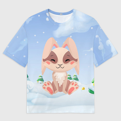 Мужская футболка оверсайз Милый зайка символ 2023 года / 3D-принт – фото 1