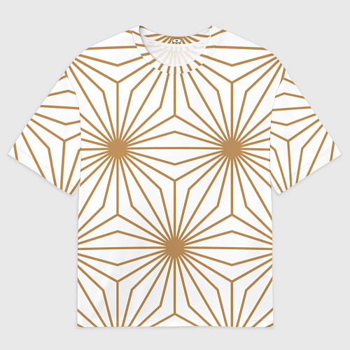 Мужская футболка оверсайз Золотой паттерн на белом фоне / 3D-принт – фото 1