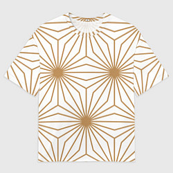 Мужская футболка оверсайз Золотой паттерн на белом фоне
