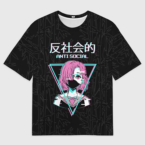Мужская футболка оверсайз Antisocial, japanese anime / 3D-принт – фото 1