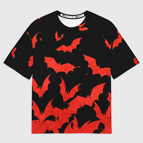 Мужская футболка оверсайз Летучие мыши красные / 3D-принт – фото 1