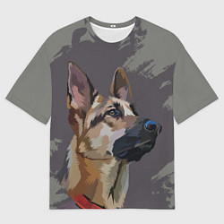 Мужская футболка оверсайз Голова немецкой овчарки