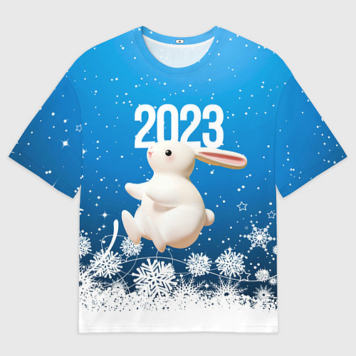 Мужская футболка оверсайз Белый большой кролик / 3D-принт – фото 1