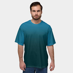 Футболка оверсайз мужская Градиент бирюзовый, цвет: 3D-принт — фото 2