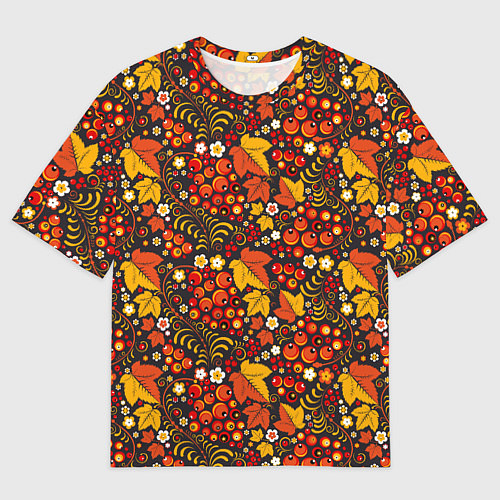 Мужская футболка оверсайз Хохлома-царица узоров / 3D-принт – фото 1