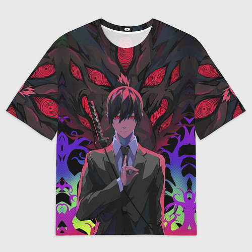 Мужская футболка оверсайз Аки Хаякава и демон лис / 3D-принт – фото 1