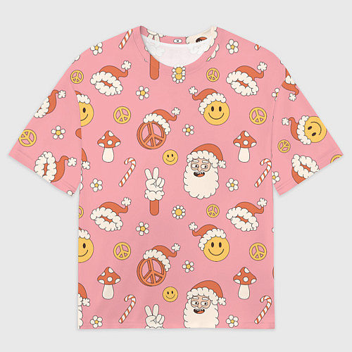 Мужская футболка оверсайз Новогодний паттерн / 3D-принт – фото 1