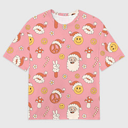 Футболка оверсайз мужская Новогодний паттерн, цвет: 3D-принт