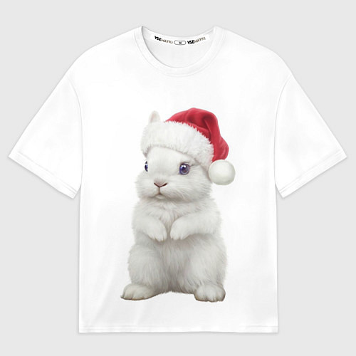 Мужская футболка оверсайз Рождественский крольчонок / 3D-принт – фото 1