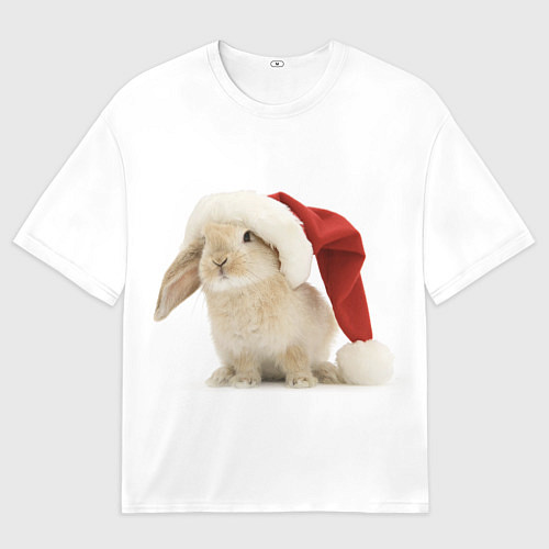 Мужская футболка оверсайз Новогодний кролик - 2023 / 3D-принт – фото 1