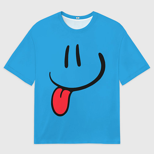 Мужская футболка оверсайз Смайлик дразнится / 3D-принт – фото 1