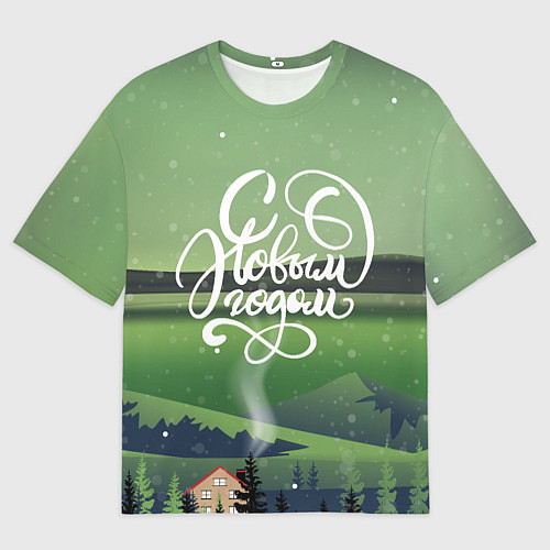 Мужская футболка оверсайз Полярная ночь - с новым годом! / 3D-принт – фото 1