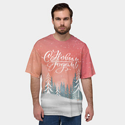 Футболка оверсайз мужская Зимнее настроение - с Новым годом!, цвет: 3D-принт — фото 2