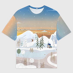 Мужская футболка оверсайз Новогоднее настроение - пейзаж