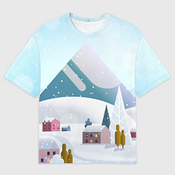 Мужская футболка оверсайз Зимние горы - минимализм