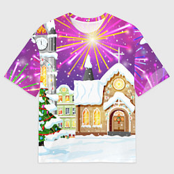 Футболка оверсайз мужская Новогодний салют, цвет: 3D-принт