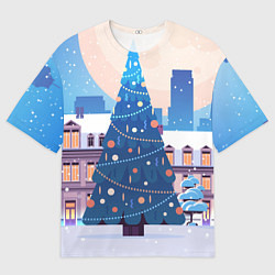 Мужская футболка оверсайз Новогодняя елочка