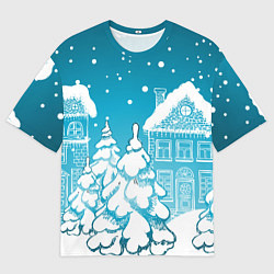 Футболка оверсайз мужская Новогодний зимний дворик, цвет: 3D-принт