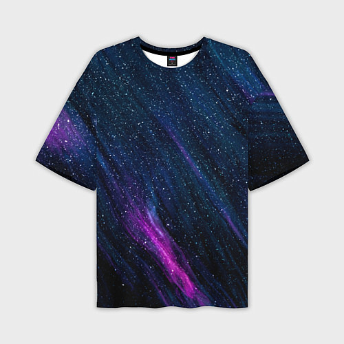 Мужская футболка оверсайз Звёздное абстрактное фиолетовое небо / 3D-принт – фото 1