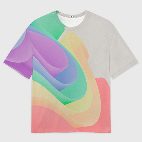 Мужская футболка оверсайз Волнообразные разноцветные листы / 3D-принт – фото 1