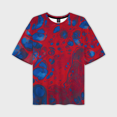 Мужская футболка оверсайз Красно-синие разводы / 3D-принт – фото 1
