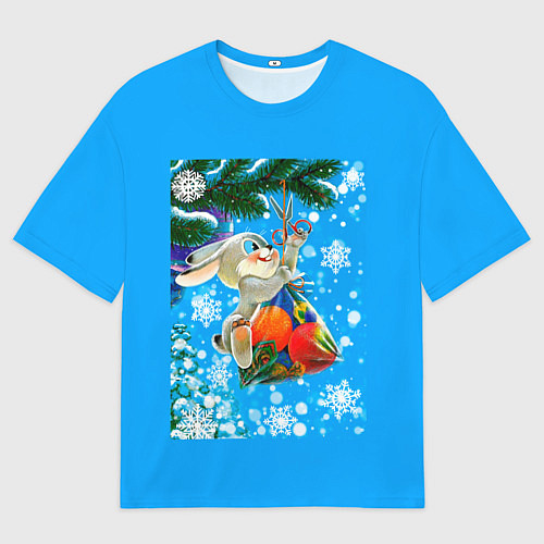 Мужская футболка оверсайз Новогодний подарок для зайки / 3D-принт – фото 1